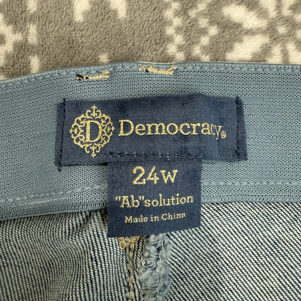 Democracy "Ab"solution Spliced Straight Leg Inside Step Frayed Hem Size 24W - Picture 4 of 8